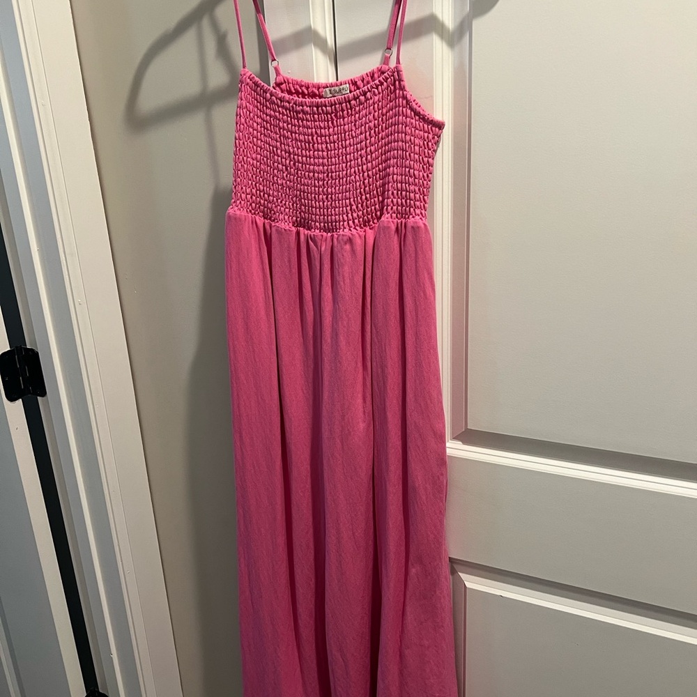 Pink Maxi Dress with Spaghetti Straps